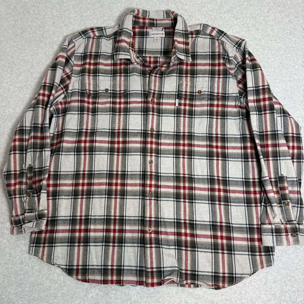 Carhartt Flannel Shirt Men 3XL Original Fit Midweight Work Chore Plaid Button Up